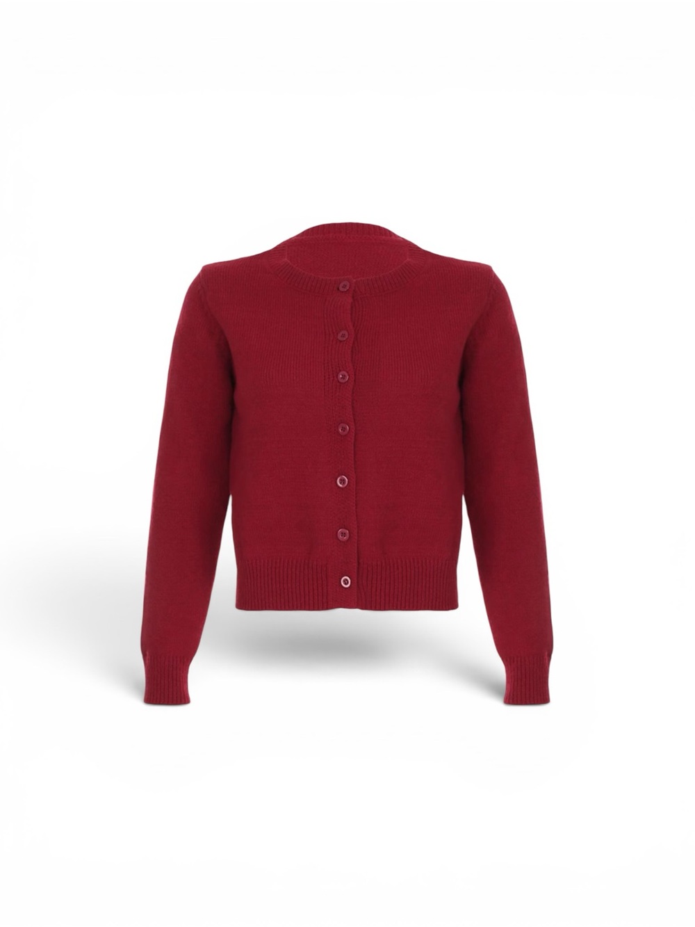 Women's Red Button-Front Knit Cardigan Sweater